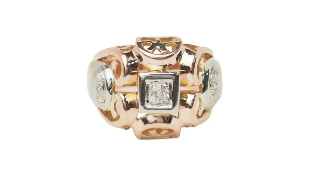 Bague Tank en or bicolore et diamants