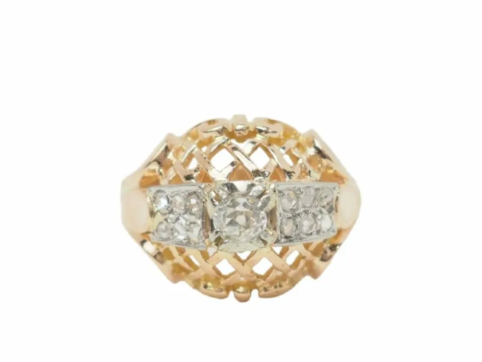 Bague Tank en or bicolore et diamants