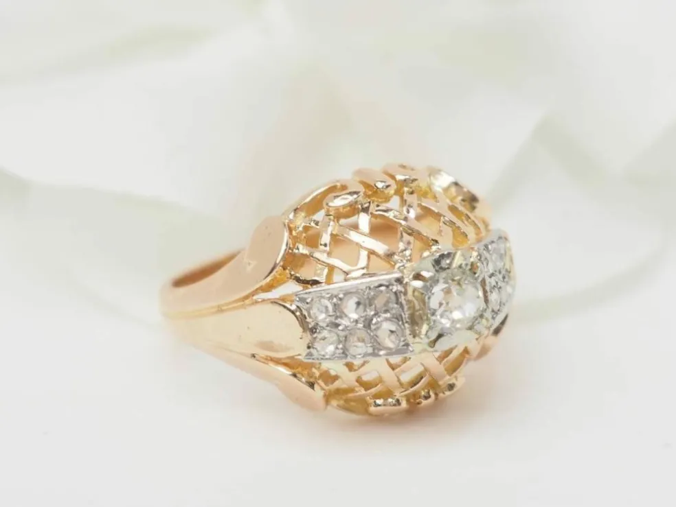 Bague Tank en or bicolore et diamants