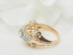 Bague Tank en or bicolore et diamants