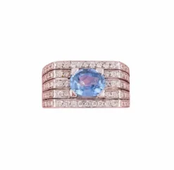 Bague Tank en or blanc saphir et diamants