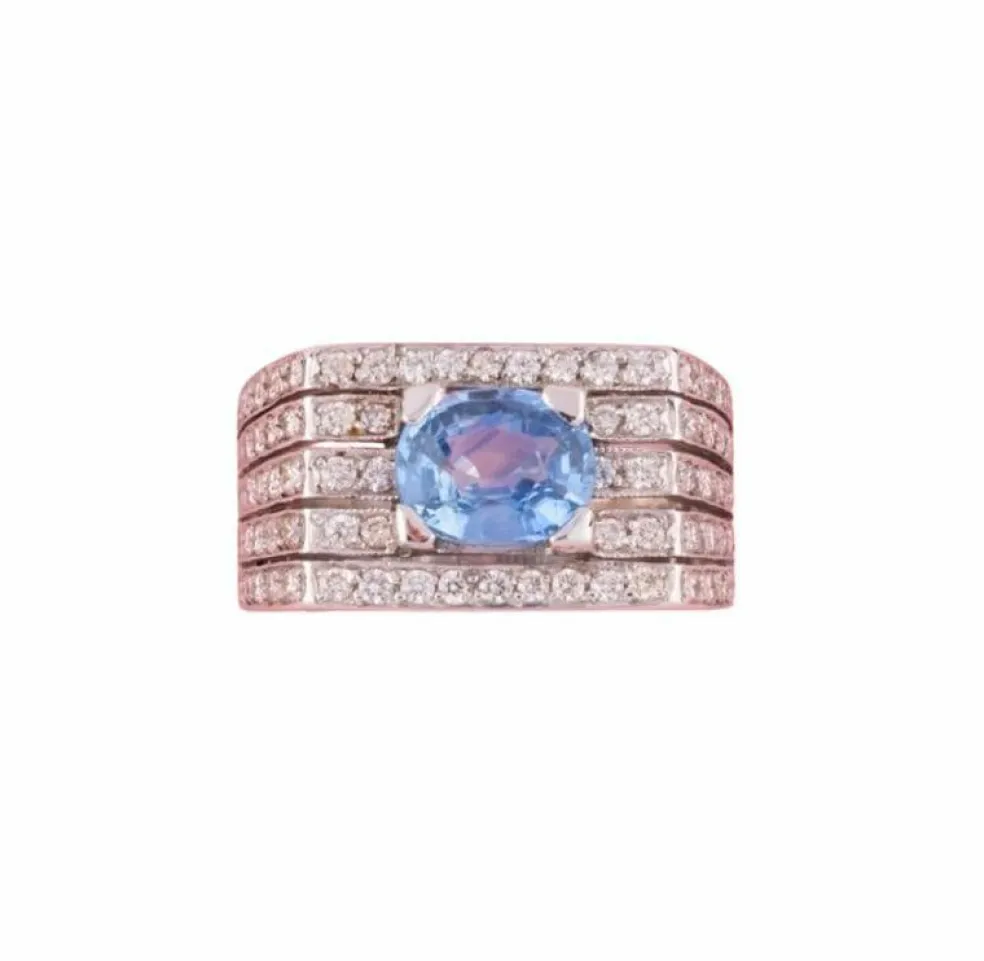 Bague Tank en or blanc saphir et diamants