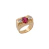 Bague Tank en or jaune avec rubis et diamants