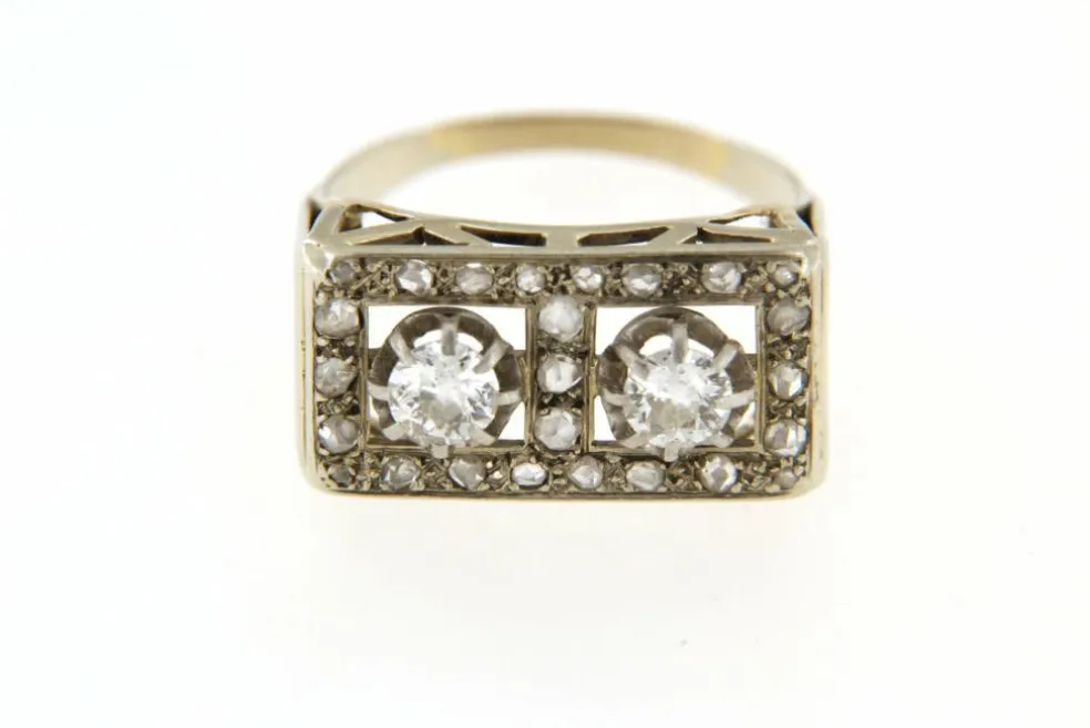 Bague Tank, en Or jaune, diamants