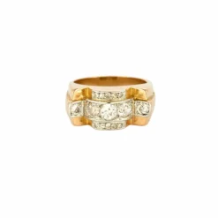 Bague Tank en or jaune et diamants.