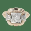 Bague Tank en or jaune et diamants