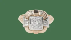 Bague Tank en or jaune et diamants