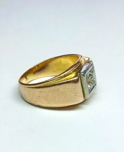 Bague tank en or jaune et diamant