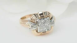 Bague Tank en or jaune et diamants