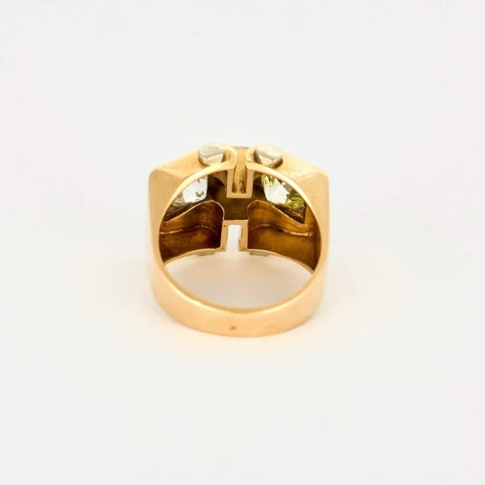Bague Tank en or jaune et diamants