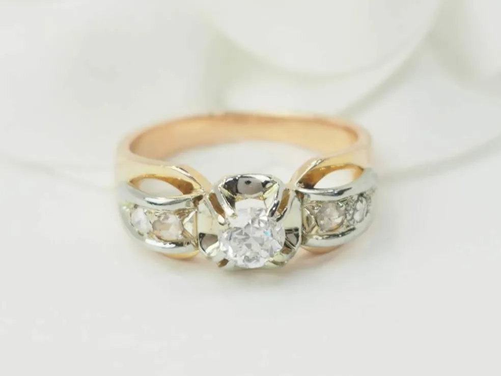 Bague Tank en or rose et blanc, diamants