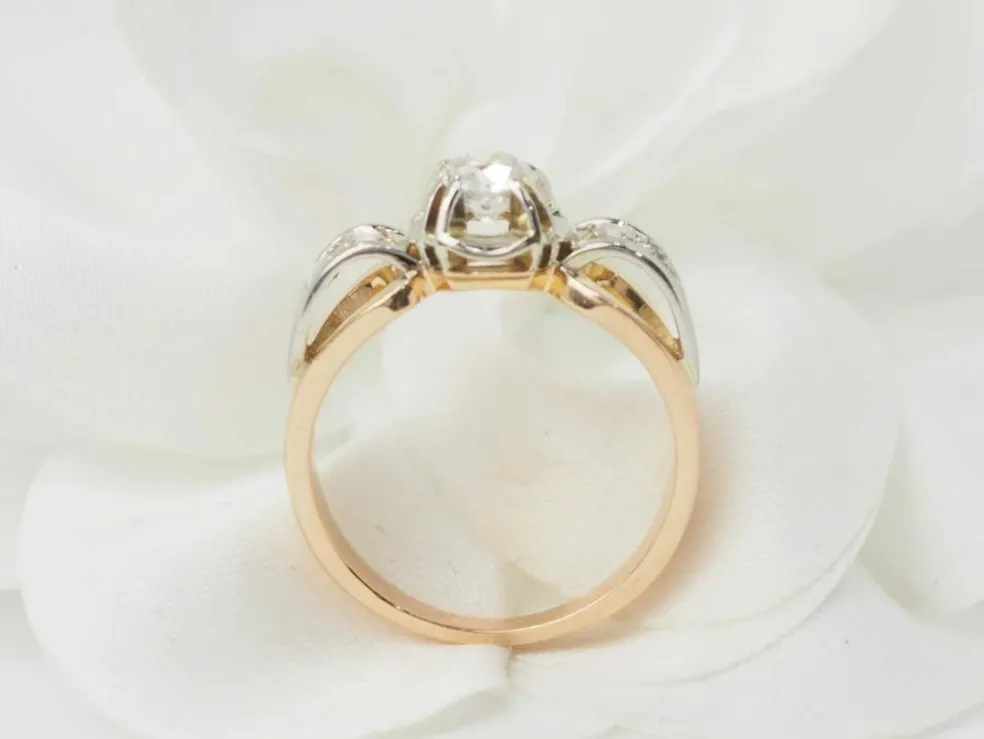 Bague Tank en or rose et blanc, diamants