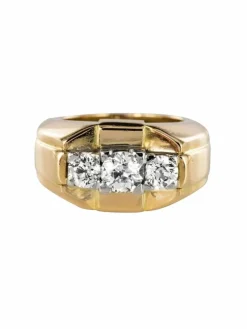 Bague tank jonc 3 diamants