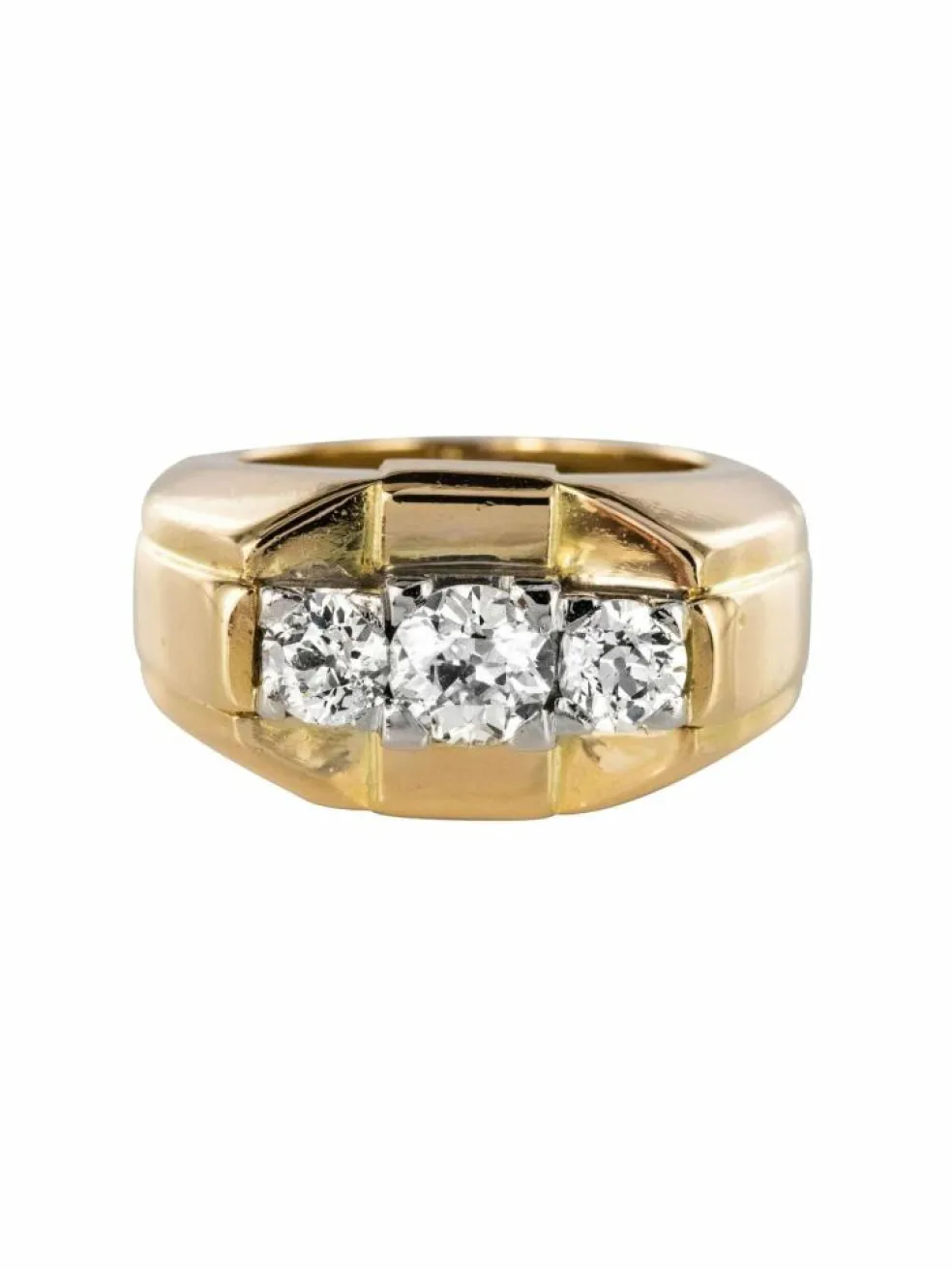 Bague tank jonc 3 diamants