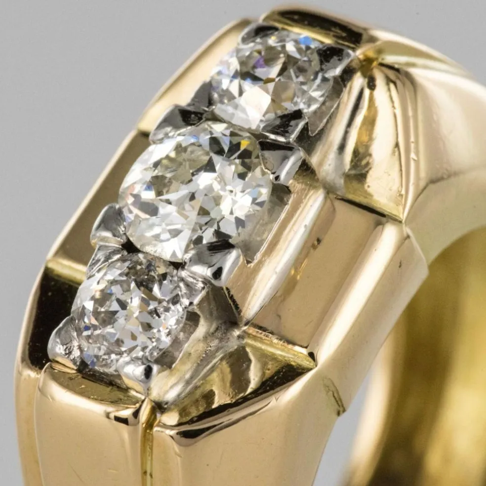 Bague tank jonc 3 diamants