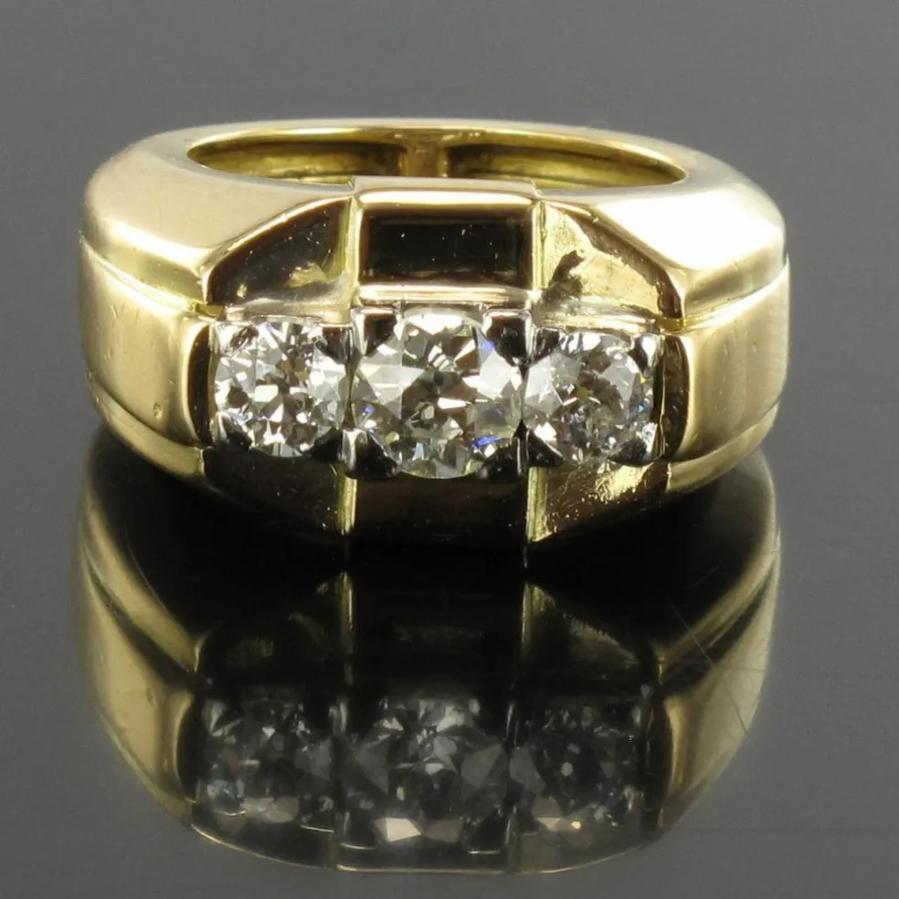 Bague tank jonc 3 diamants
