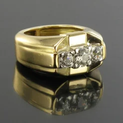 Bague tank jonc 3 diamants
