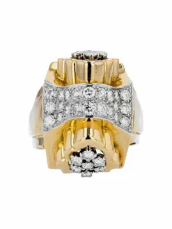 Bague tank noeud d'or et de diamants