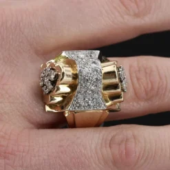 Bague tank noeud d'or et de diamants
