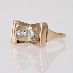 Bague tank noeud or rose