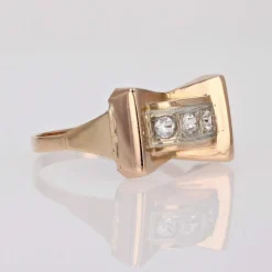 Bague tank noeud or rose