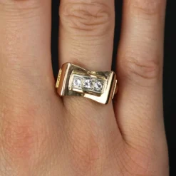 Bague tank noeud or rose