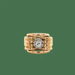 Bague Tank noeud or rose et diamant - 1940