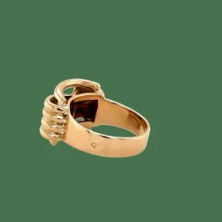 Bague Tank noeud or rose et diamant - 1940