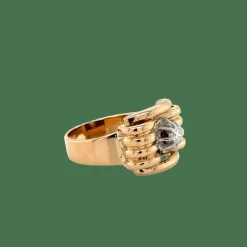 Bague Tank noeud or rose et diamant - 1940