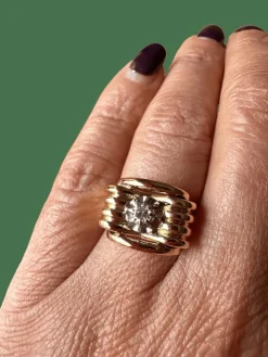 Bague Tank noeud or rose et diamant - 1940