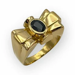 Bague Tank Noeud pierre noire