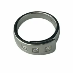 Bague tank or blanc diamant