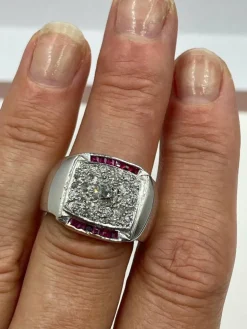 Bague tank or blanc diamants
