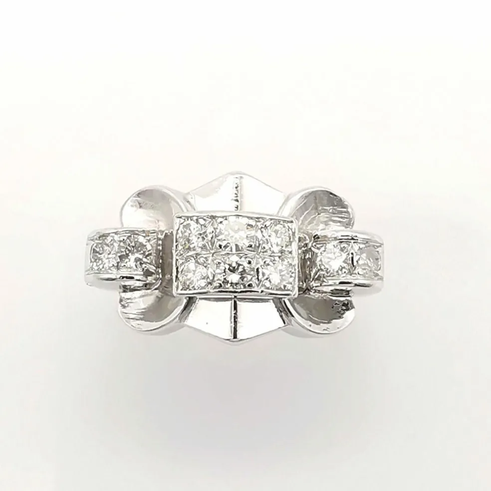Bague tank or blanc diamants