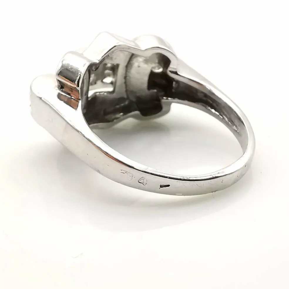 Bague tank or blanc diamants