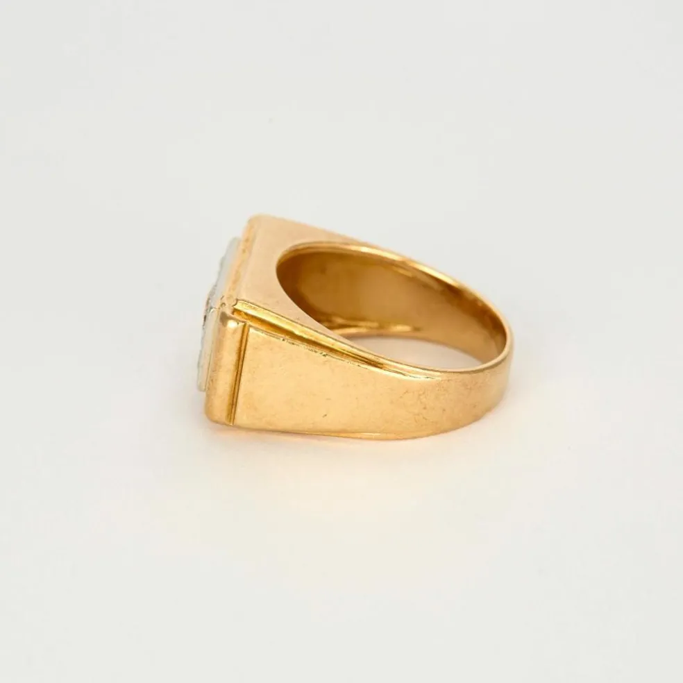 Bague Tank or blanc et jaune et diamant