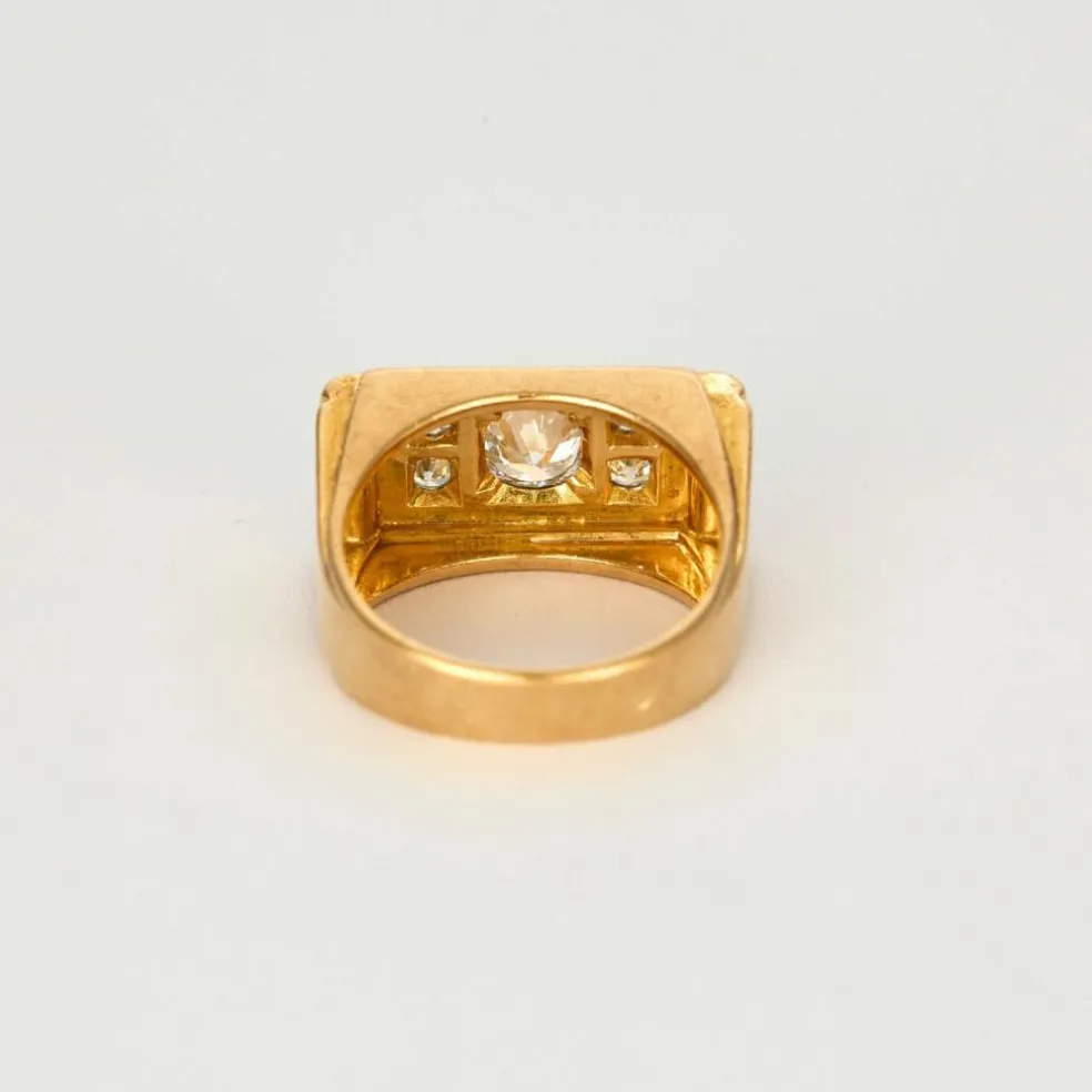 Bague Tank or blanc et jaune et diamant