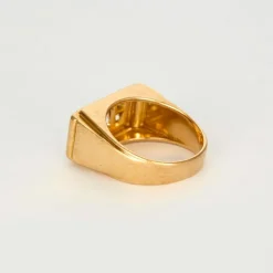 Bague Tank or blanc et jaune et diamant