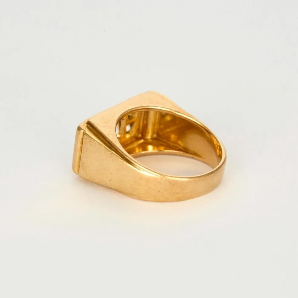 Bague Tank or blanc et jaune et diamant