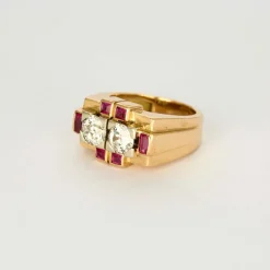 Bague Tank or blanc et or jaune, diamants