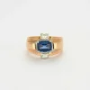 Bague Tank or blanc jaune saphir et diamants