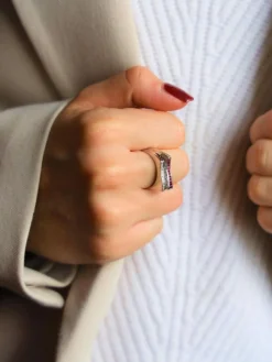 Bague Tank Or blanc Rubis