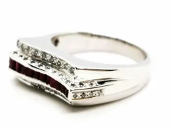 Bague Tank Or blanc Rubis