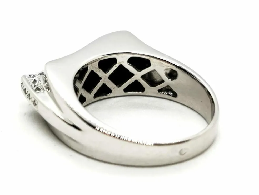 Bague Tank Or blanc Rubis