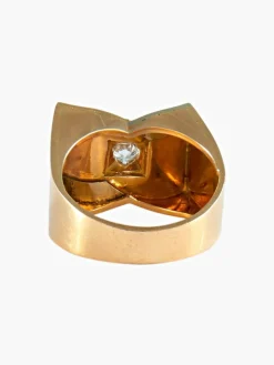 BAGUE TANK OR JAUNE ET DIAMANT