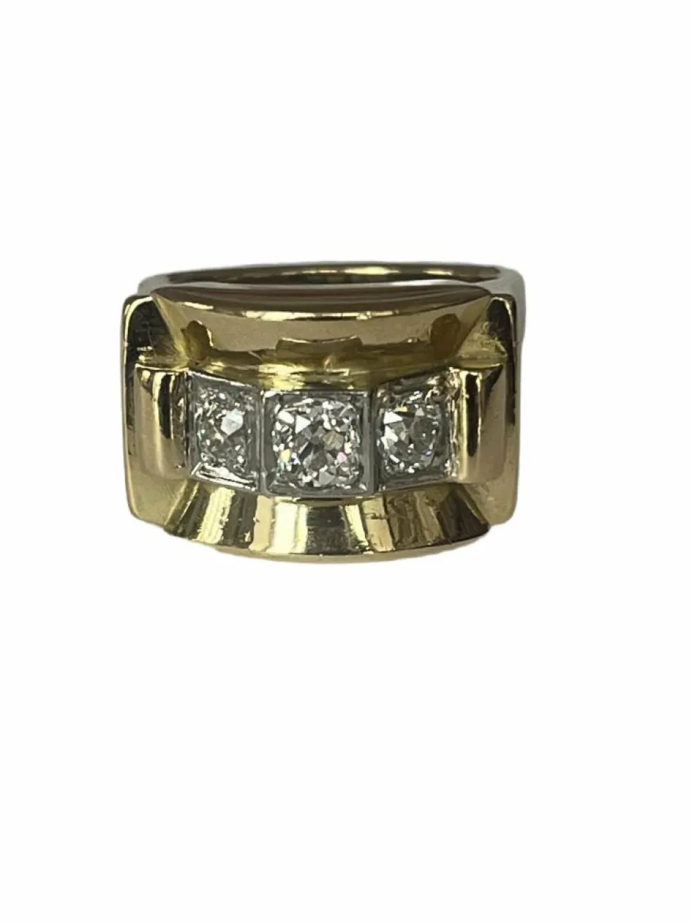Bague Tank Or Jaune Diamants