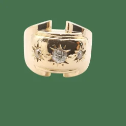 Bague tank or jaune diamants