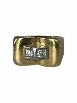 Bague Tank Or Jaune Diamants