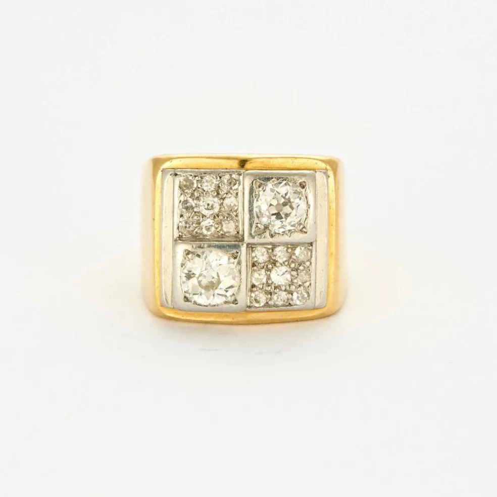 Bague Tank or jaune diamants
