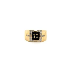 Bague Tank Or Jaune Diamants